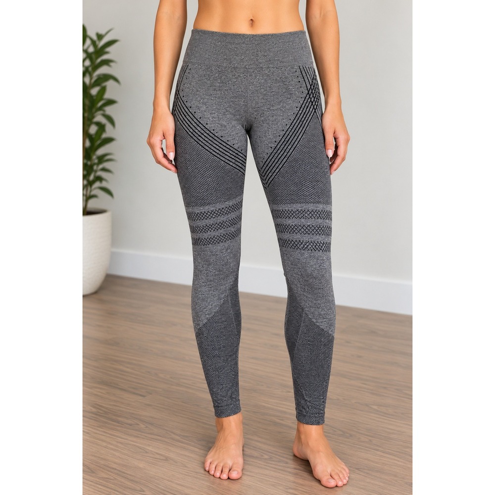 Celsior Womens Grey Seamless High Waist Compression Yoga Leggings Size XXL_206